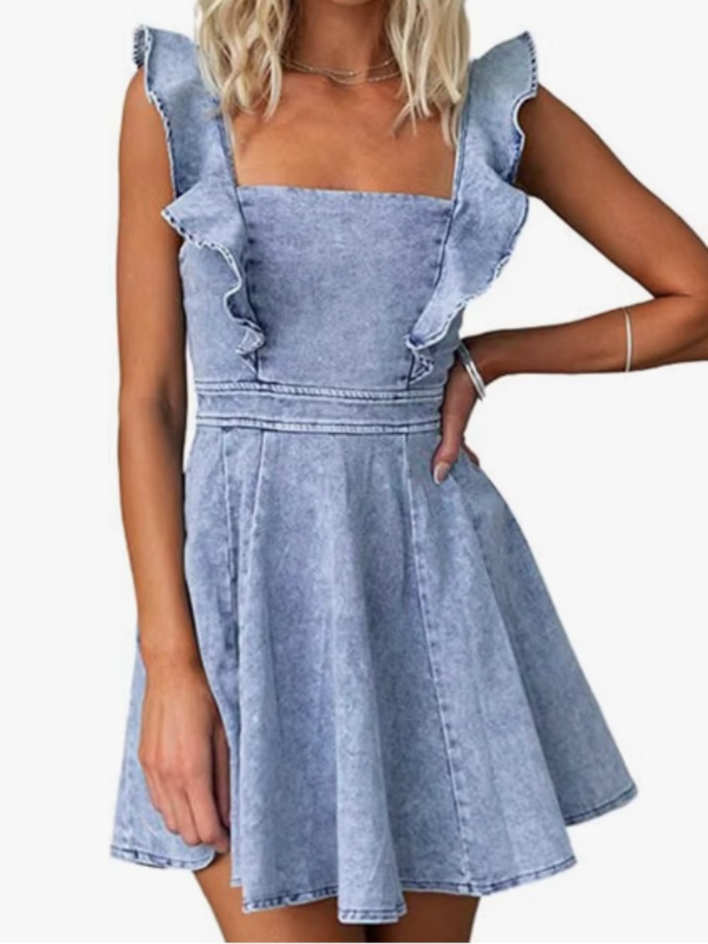 Utcoco denim ruffle dress